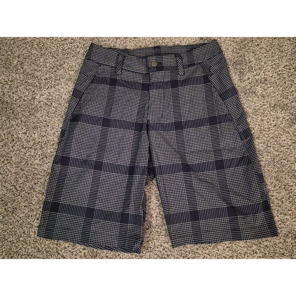 Lululemon Commission Shorts Mens 30 Blue White Plaid Golf Casual 10" Inseam